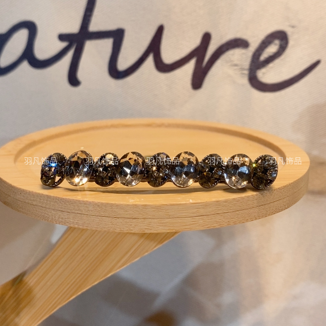 羽凡原创气质轻奢一字夹韩版时尚百搭优雅精致满钻发夹网红发卡