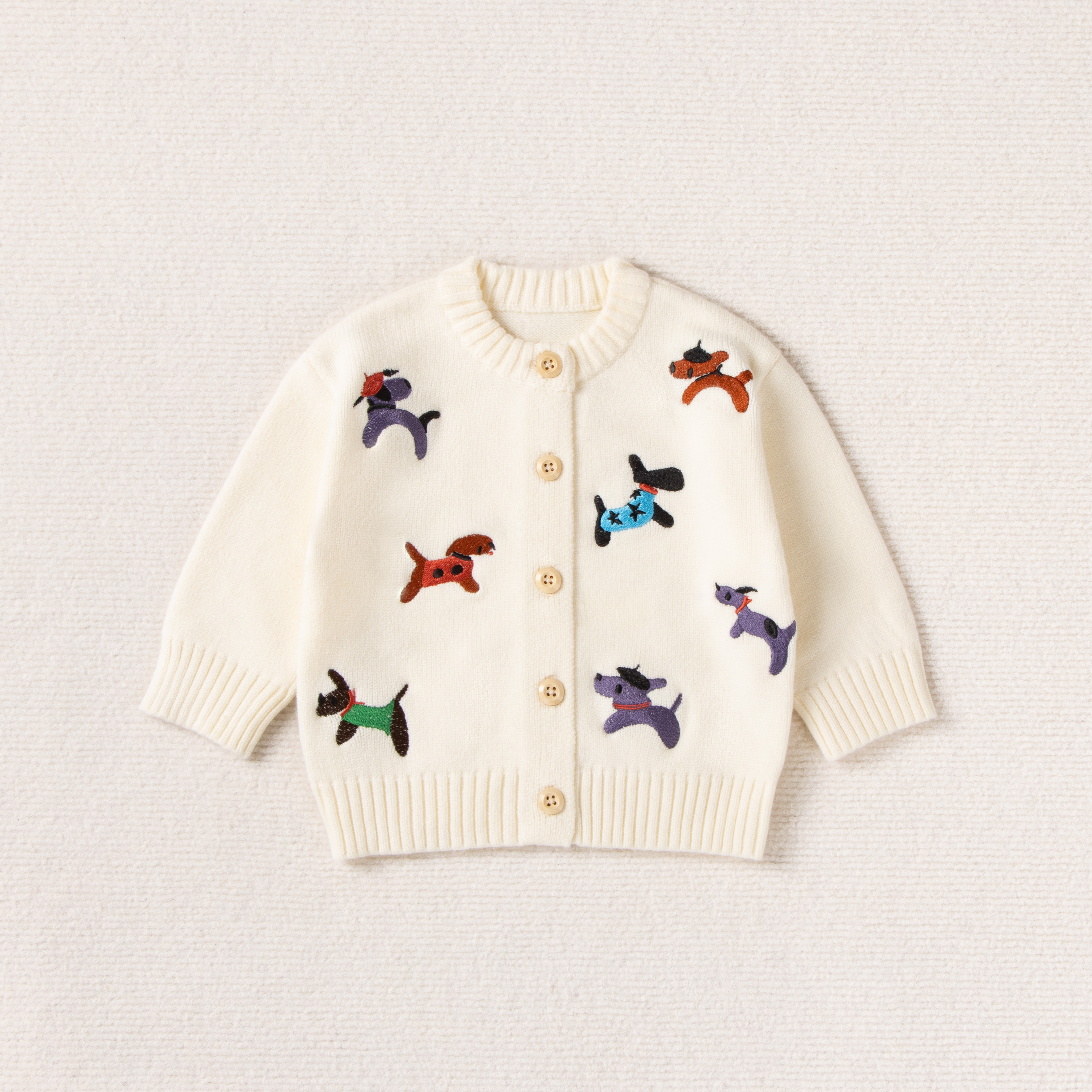 百搭休闲风刺绣卡通动物毛衣针织衫秋冬开衫男童女童装婴幼儿上衣