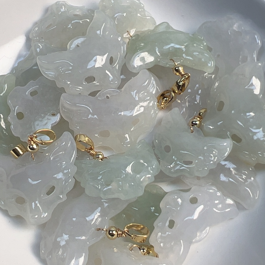 翡翠散珠翡翠狐狸面具一个可挑