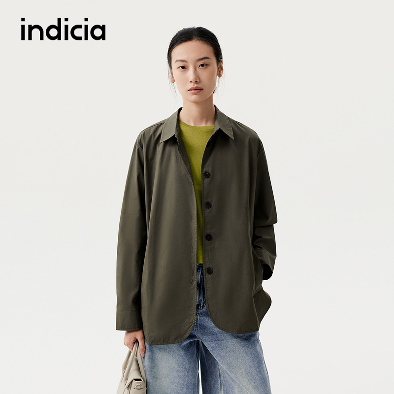 indicia标记商场同款25秋新款廓形韩版纯色衬衫外套F2C5WT352N