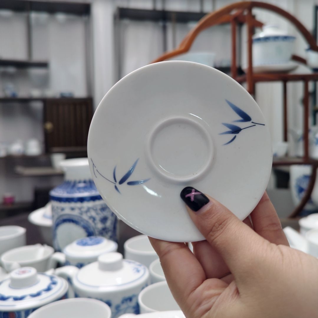 陶瓷节节高升小杯杯碟两只装