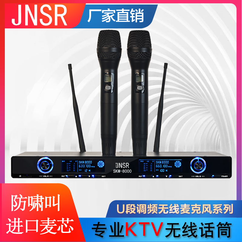 专业无线话筒一拖二真U段进口麦芯KTV舞台演出酒吧专用抗干扰