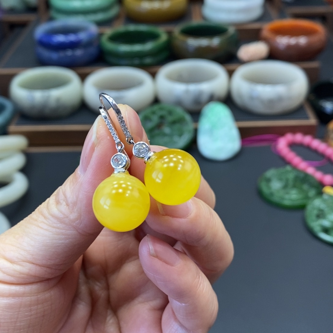 十***亮琥珀银S925镶嵌裸石