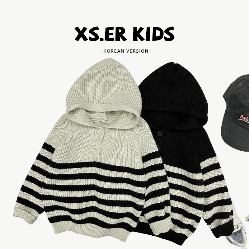 【小首尔】原版现货-秋季男童韩版简约时尚连帽针织衫毛衣HBB5591