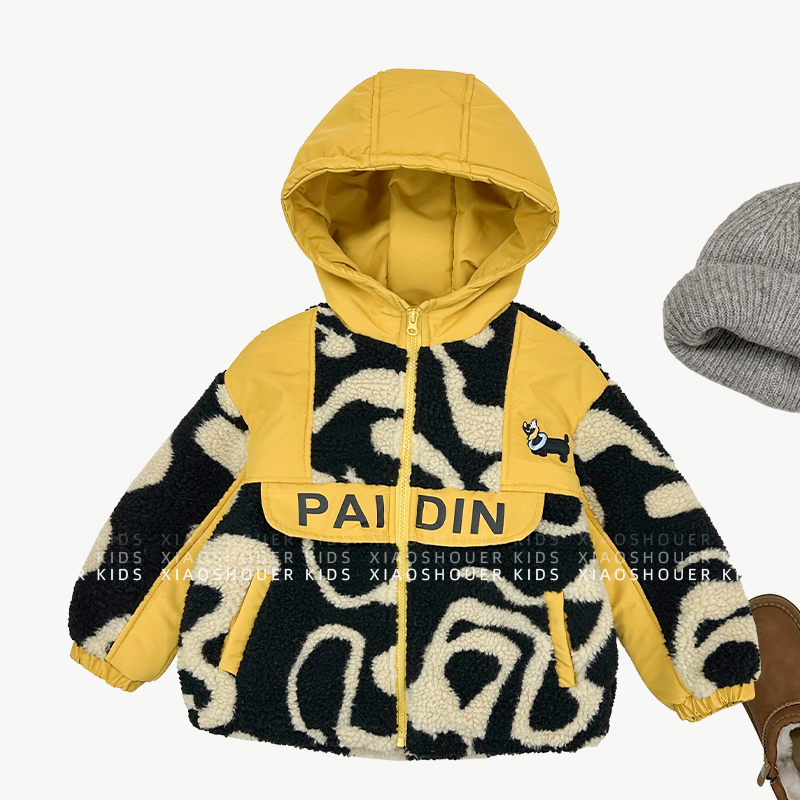 【小首尔】现货-qc7冬儿童休闲宽松撞色拼接日常保暖棉服HCXZ3808