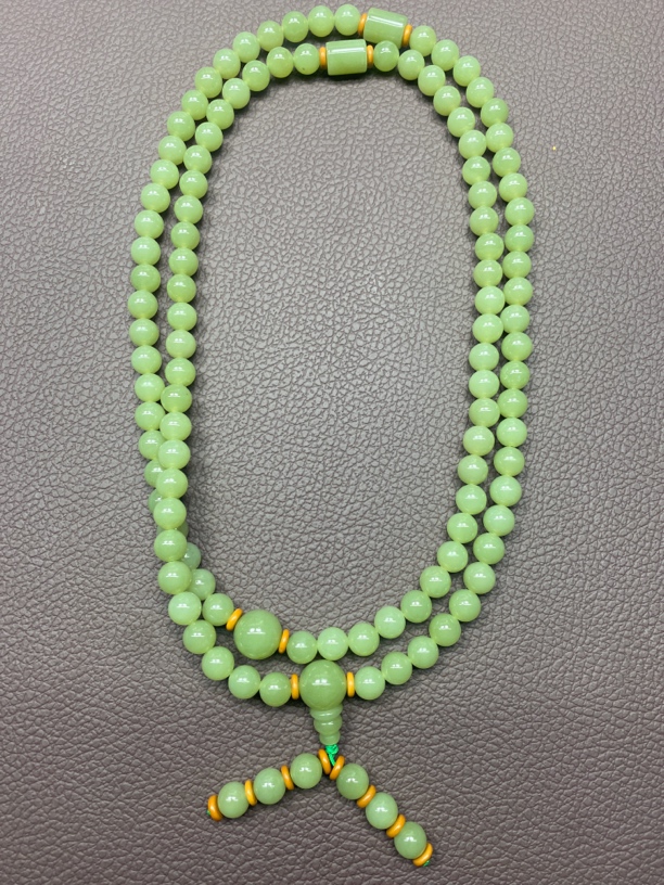 【源玉出品】透闪石老玉黄绿肉108粒项链 毛衣链（多样性发其一）