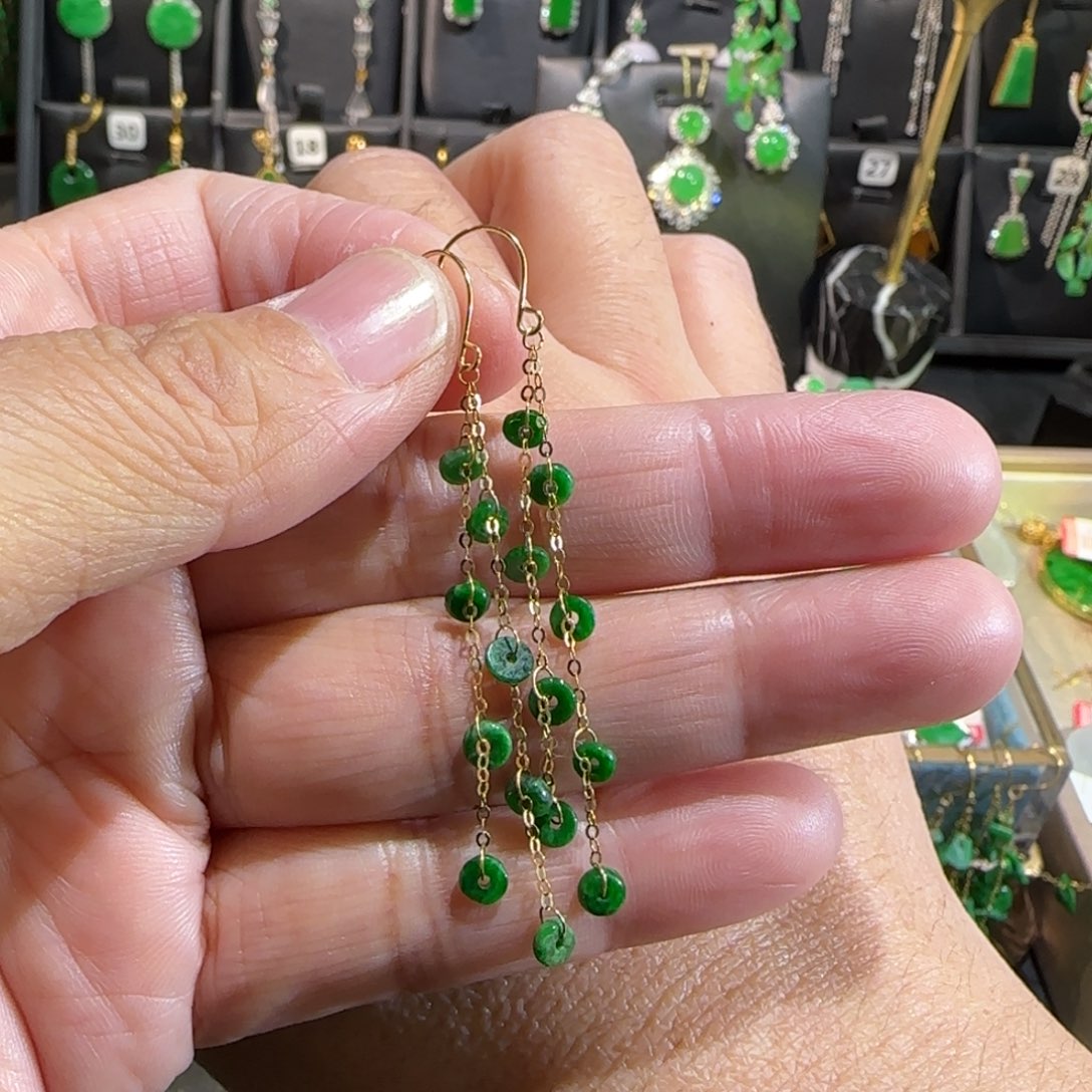 翡翠18K金镶嵌颈饰耳钩