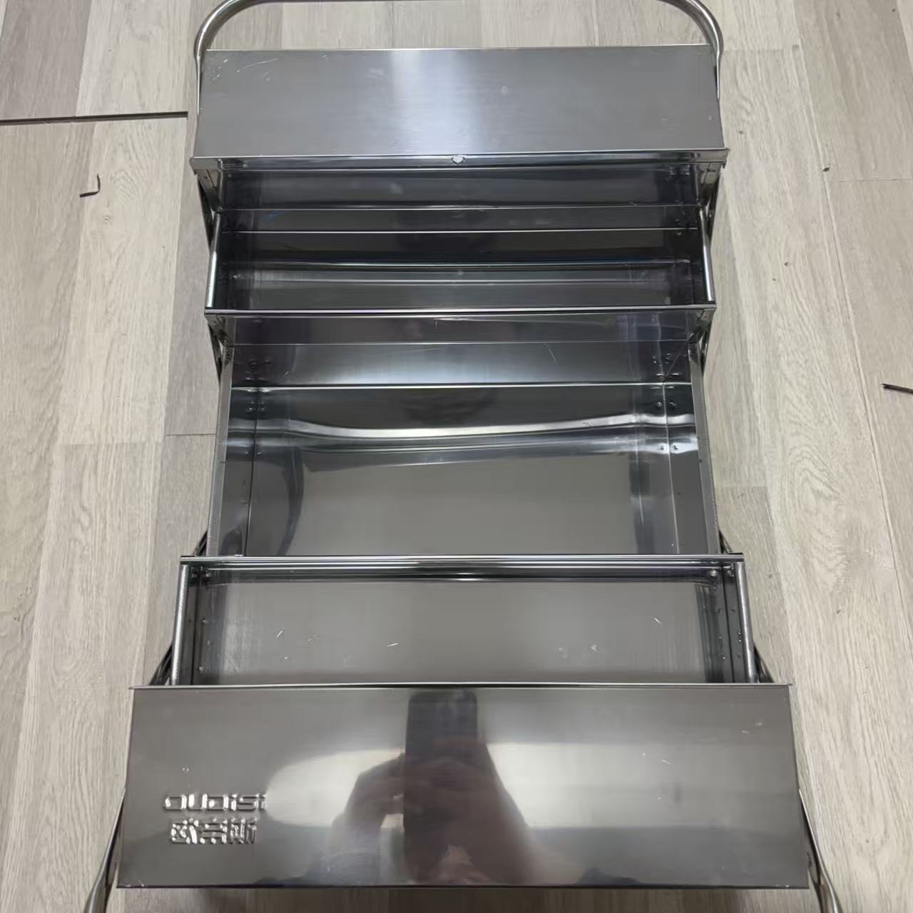 加厚不锈钢三层可折叠多功能家用车载五金工具收纳箱保养