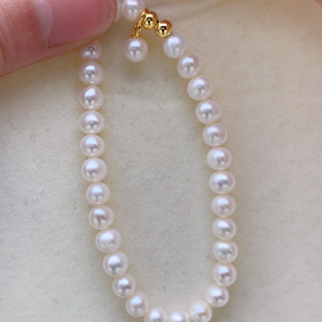 淡水珍珠6-7mm无核手链银S925镶嵌