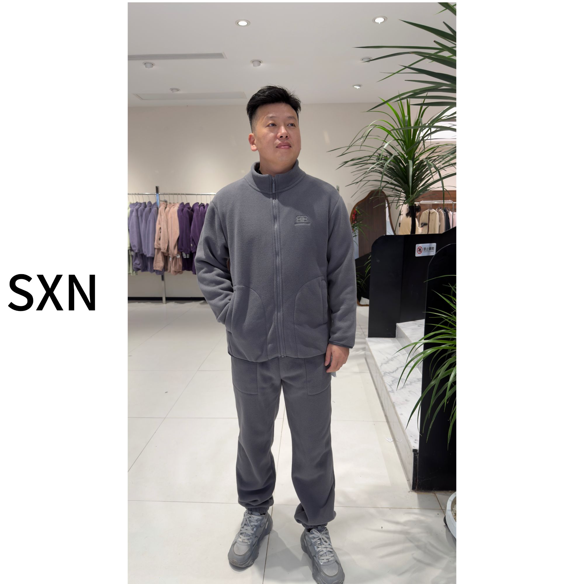SXN【轻奢套装】秋冬2025年男女款双面摇粒绒休闲加绒套装NJ-WYF011
