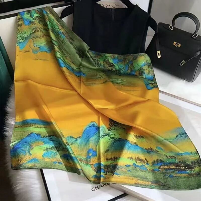 A036 千里江山 70*70左右 时尚围巾