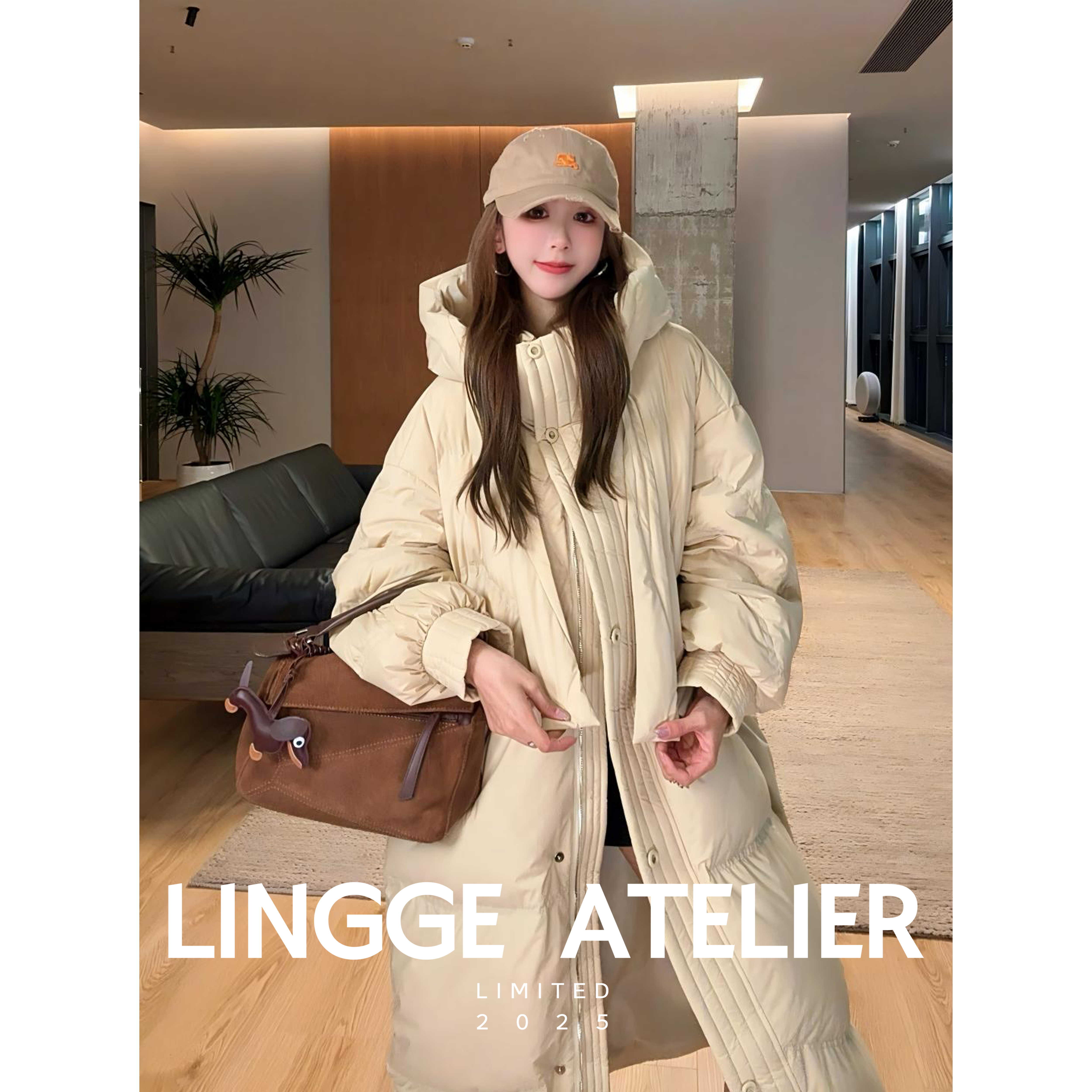 LINGGE ATELIER • 6385 品牌反季大清仓女款高充绒白鸭绒羽绒服  