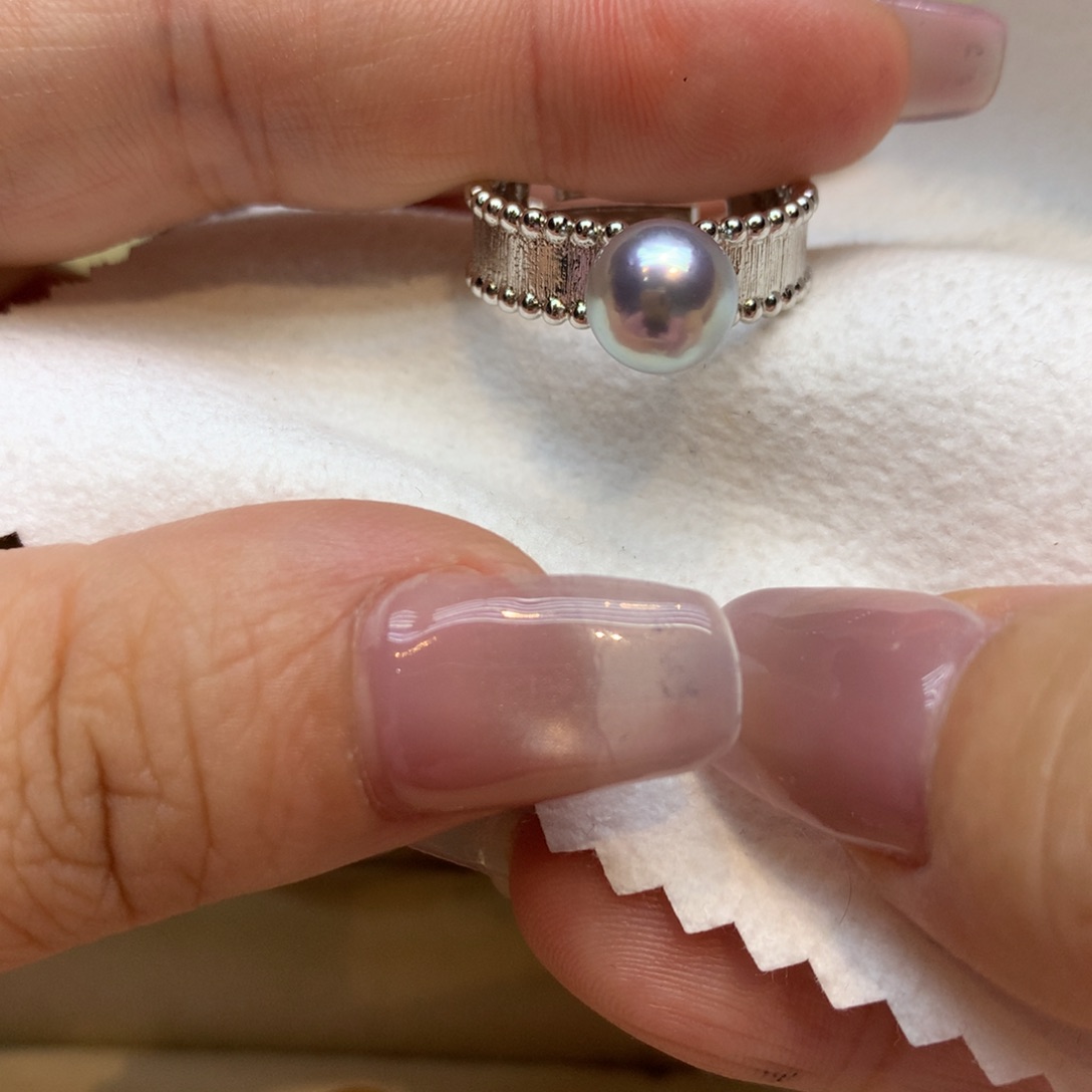 银S925镶嵌戒指海水珍珠