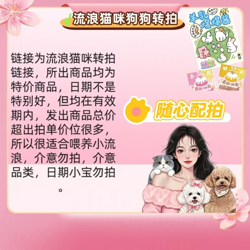 随心配小流浪专拍链接宠物零食罐头冻干磨牙