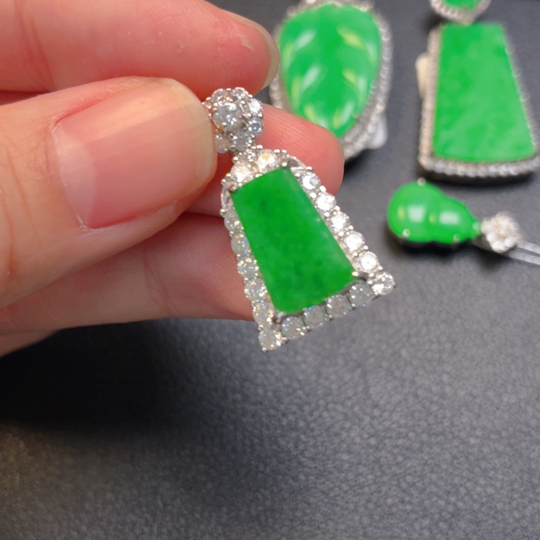 翡翠银S925镶嵌吊坠(不含链)