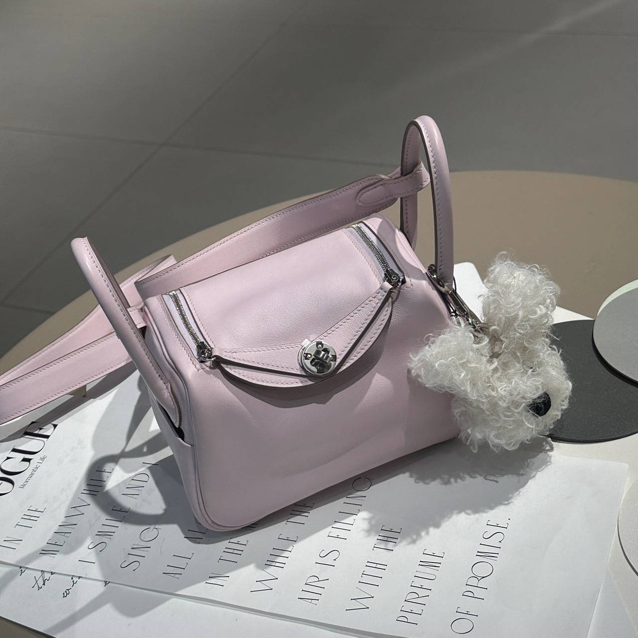 99新 Hermes/爱马仕  U刻minilindy 梦幻紫内拼金棕 银扣 ec皮