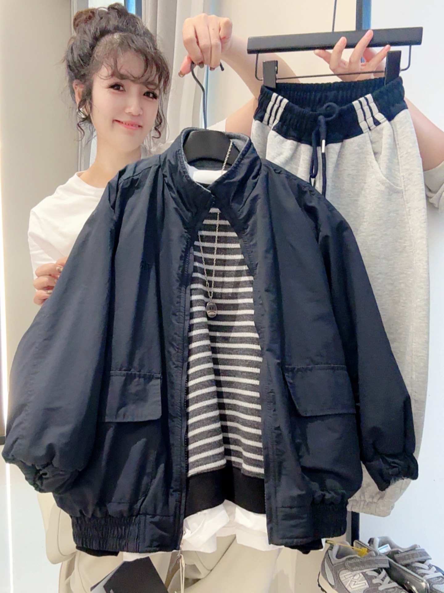 儿童冬季新款加绒外套夹克潮韩版洋气秋冬宽松休闲