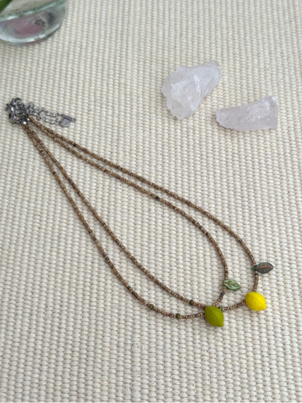 “柠檬树下”原创手作小众夏日柠檬捷克珠项链