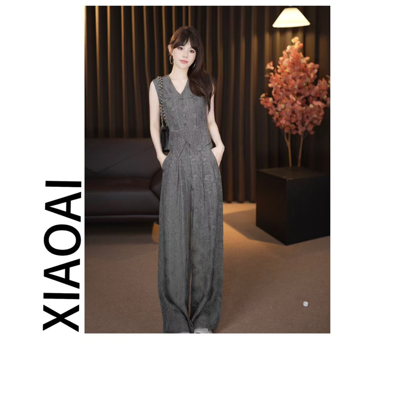 Xi F057初夏2025新款高级气质显瘦刺绣套装女