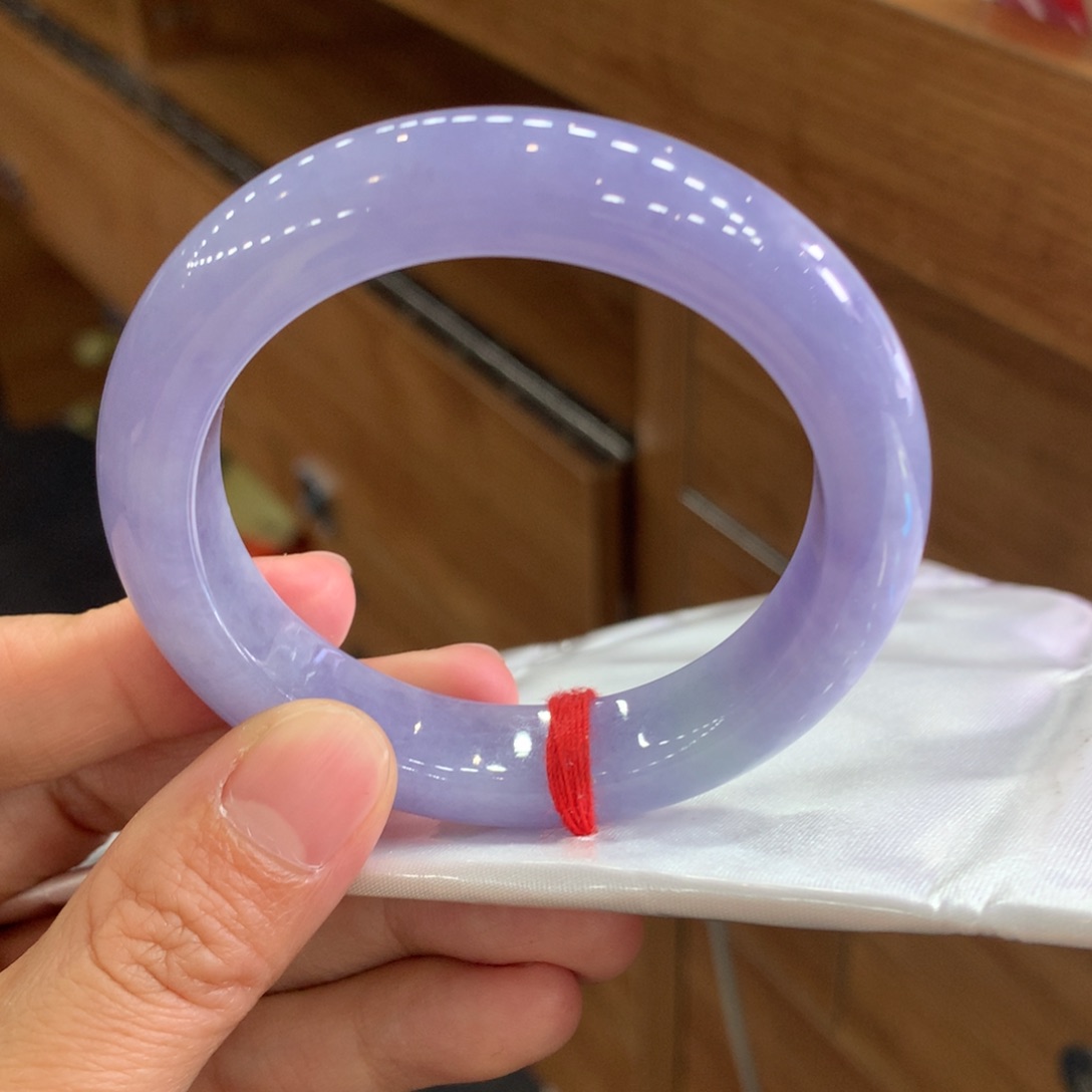 翡翠未镶嵌手镯41号浓紫有纹