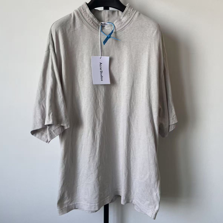 99新 Acne studio 纯色领徽标宽松短袖T恤 99新 S码 01227
