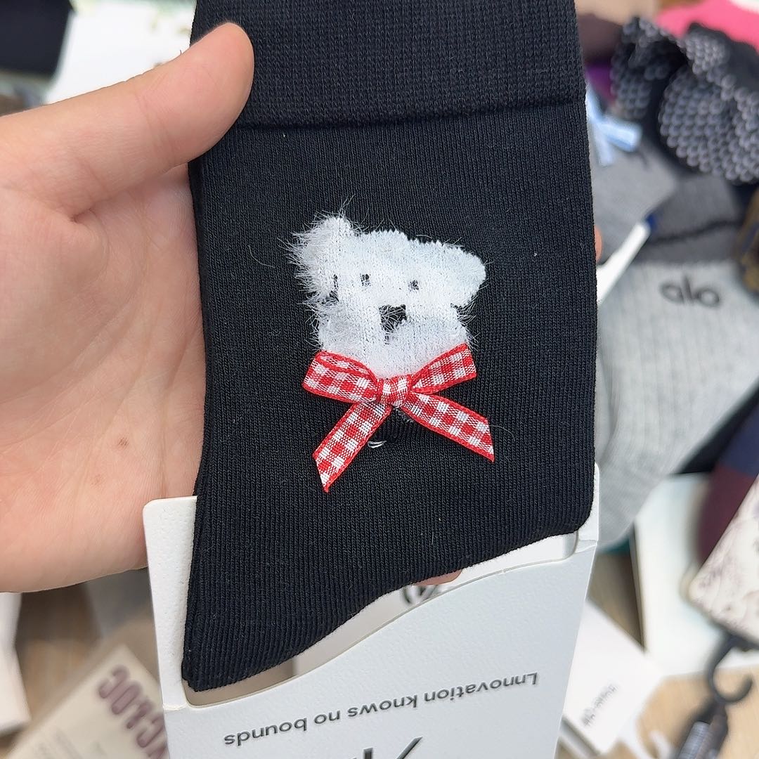 黑色白狗袜子可爱