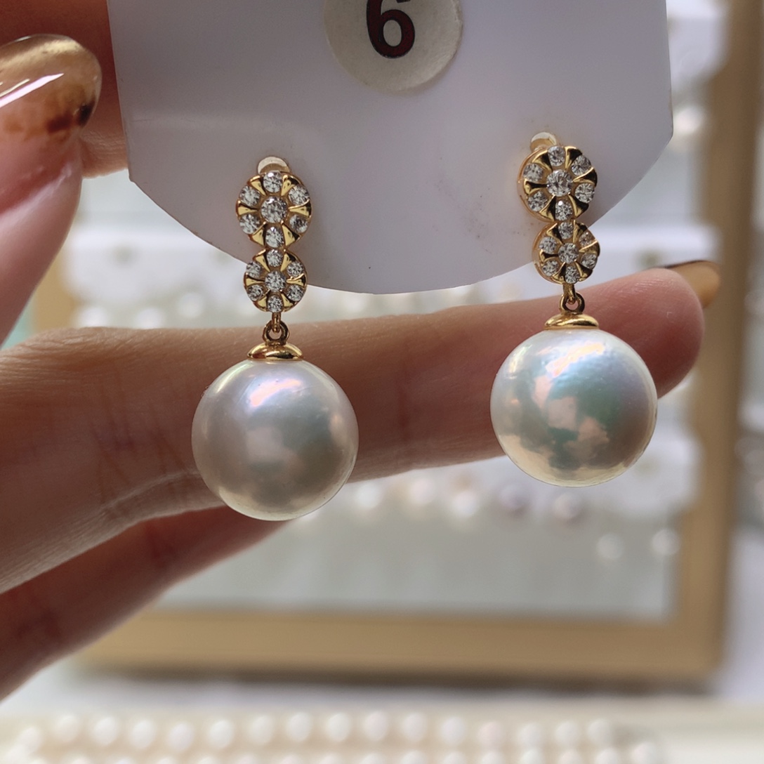 淡水珍珠耳饰银S925镶嵌