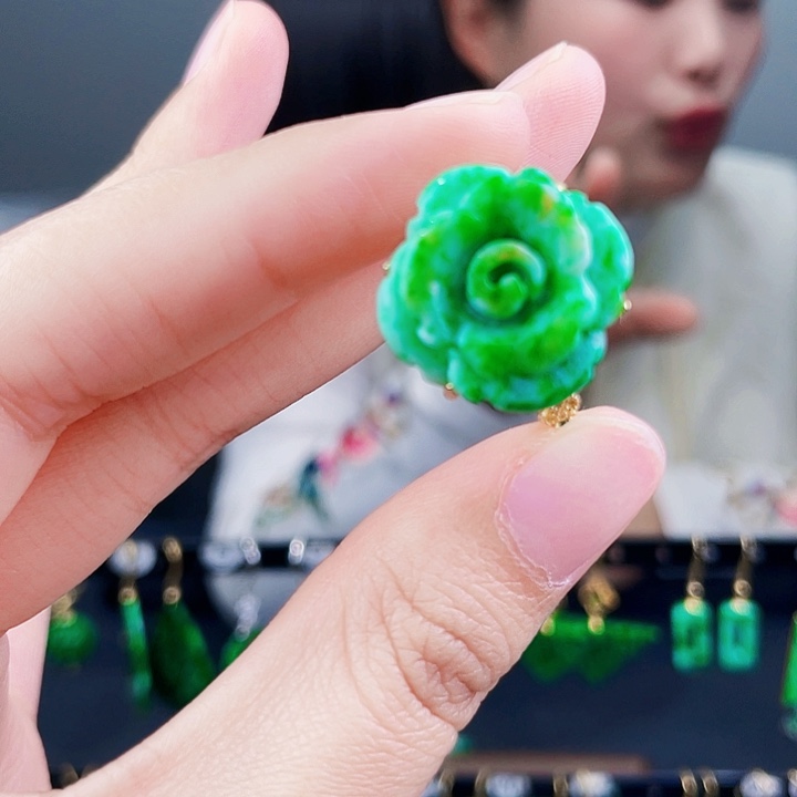 翡翠戒指银S925镶嵌饰品
