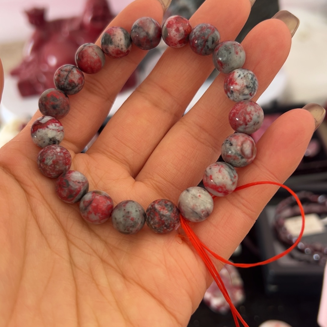 天然辰砂原石手串