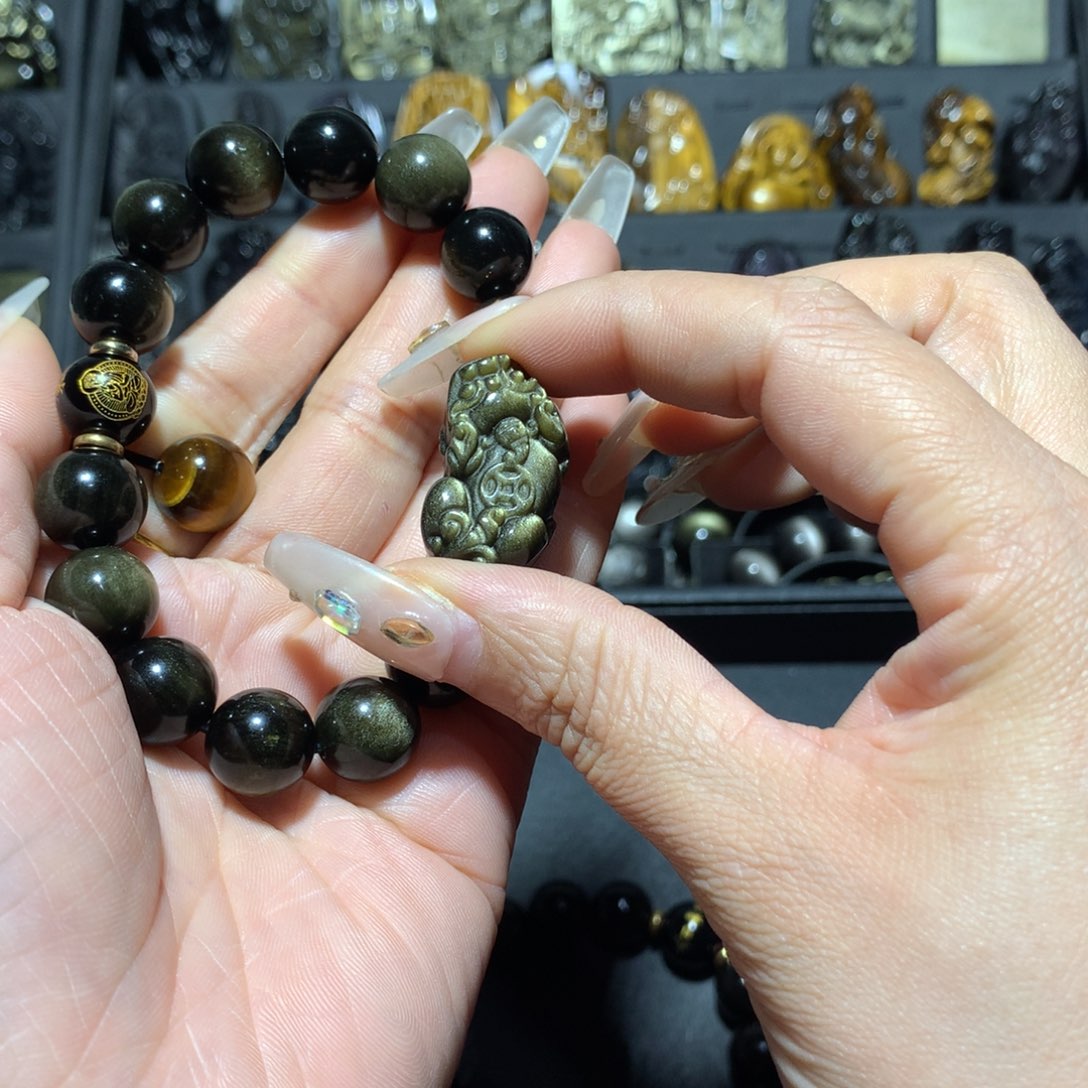 未镶嵌黑曜岩手链?****?定制