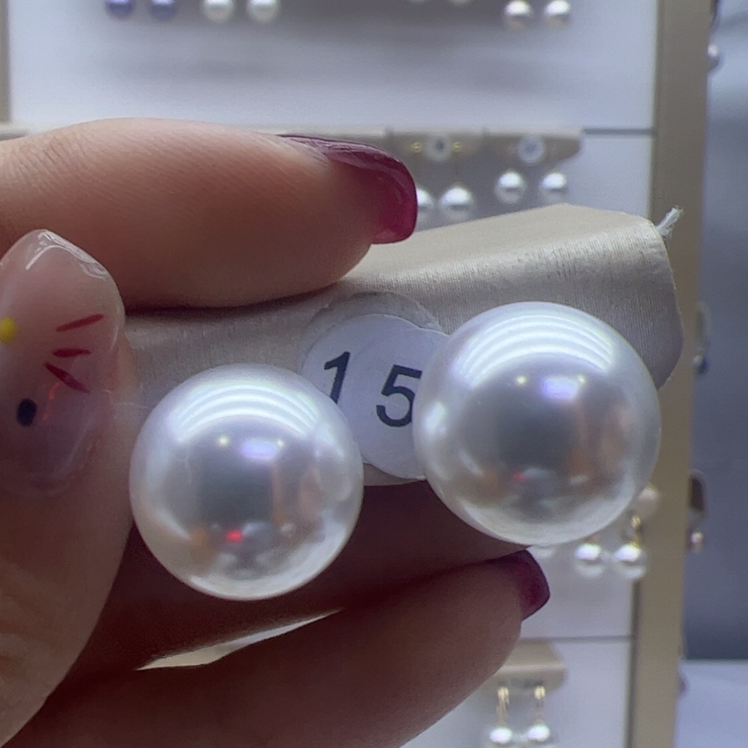 淡水珍珠耳饰18K金镶嵌