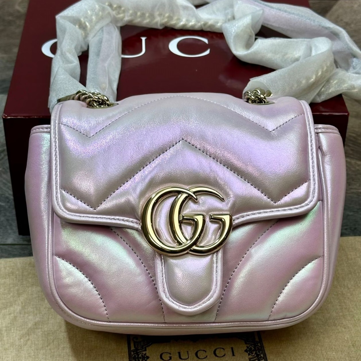95新 GUCCI/古驰 古驰炫彩粉方胖子 25120003-01