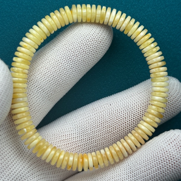 R3174天然原矿俄料蜜蜡药片手串7.1mm支持复检