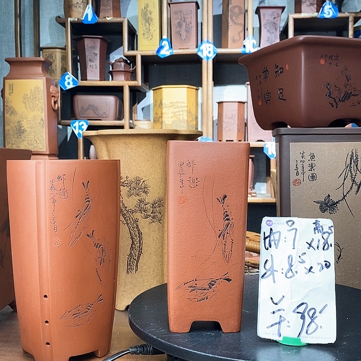 紫砂虾趣签筒98包邮