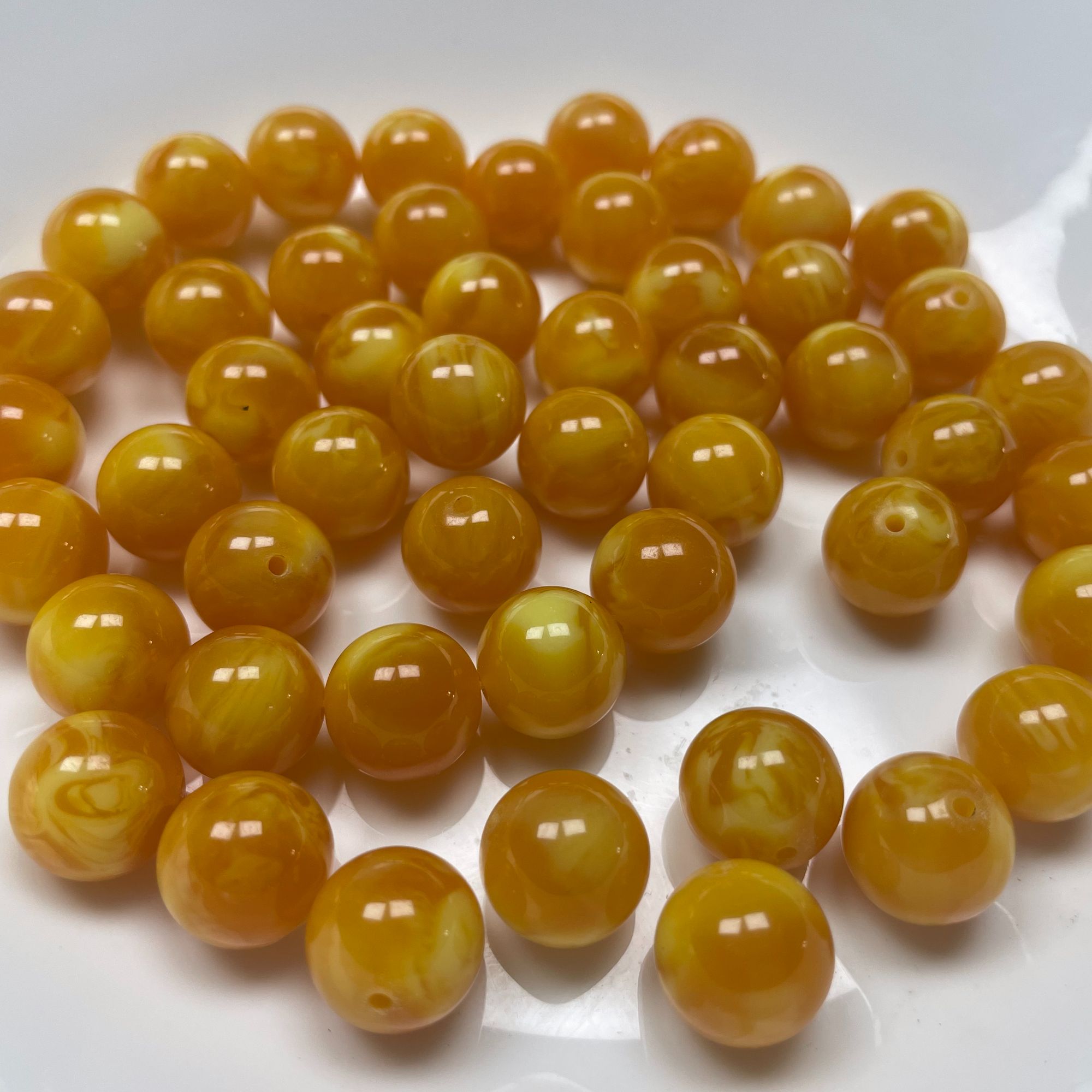 12MM天然散珠鸡油黄一颗【手串拍17颗】