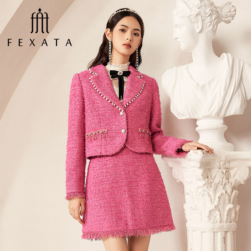 【白姐专属】FEXATA斐格思套装粗花呢外套半裙时尚两件套