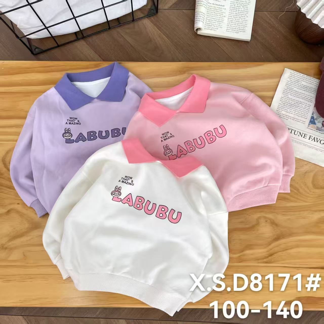 薄款女童翻领上衣字母A类女童装套头秋冬春秋卫衣8171