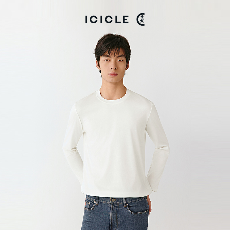 【之禾经典】ICICLE之禾棉针织布直身长袖圆领T恤0352