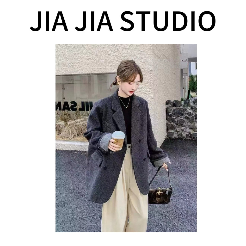 嘉嘉推荐#3214【冬季夹棉加厚】高级感 撞色拼接设计西装棉服