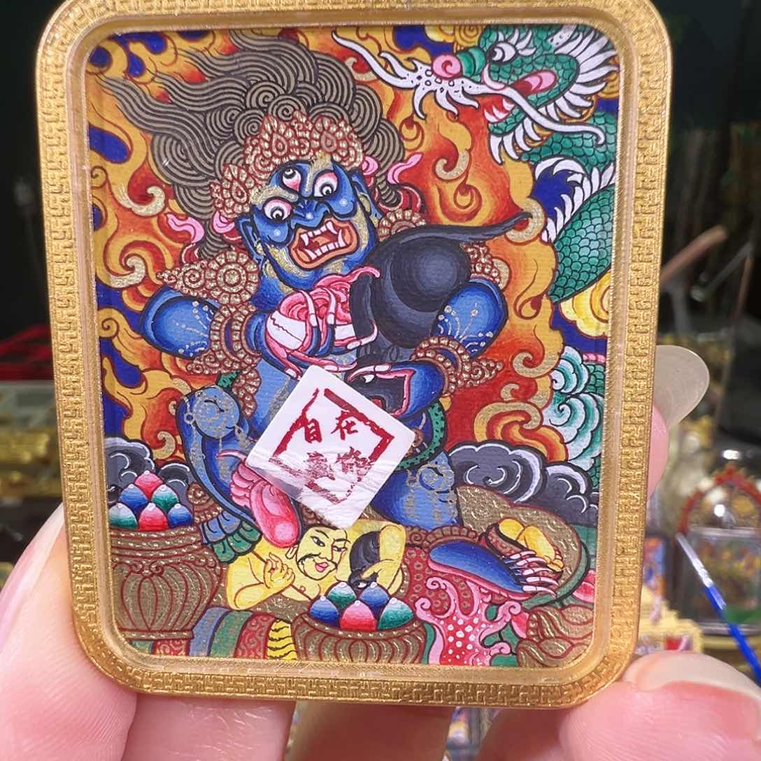 吊坠黑财热贡纯手绘唐卡