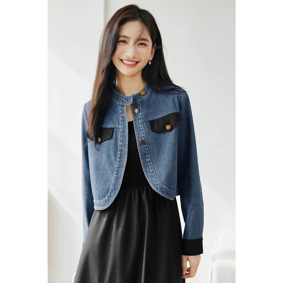 【小玉专属】朗文斯汀法式拼接撞色牛仔外套DTYW4101D21032