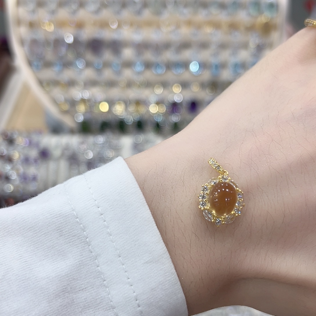 B***J黄晶银S925镶嵌颈饰