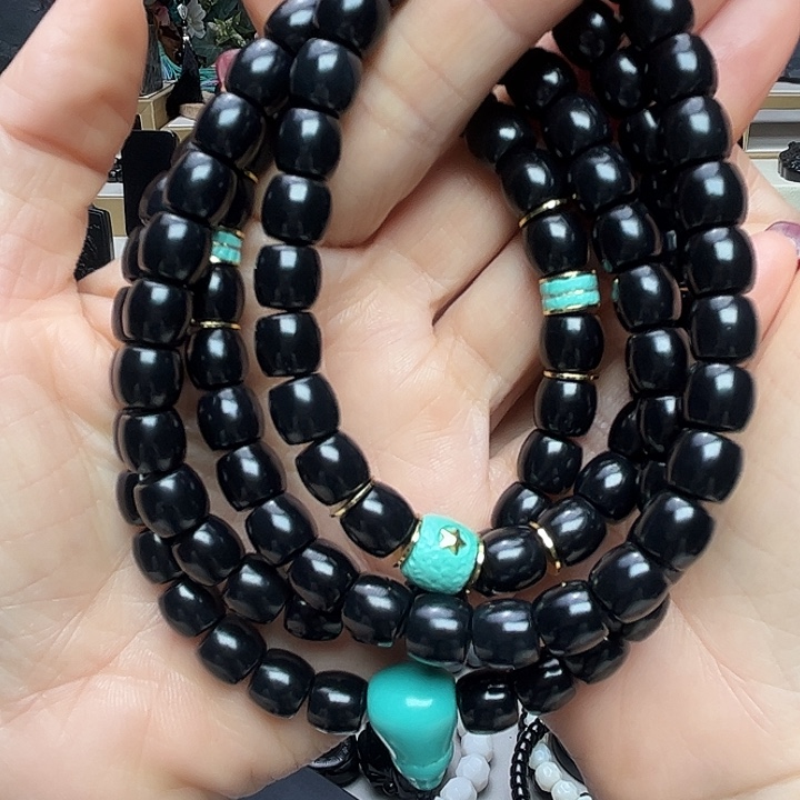 有***途和田玉（墨玉）未镶嵌手链卡9直切珠宝级