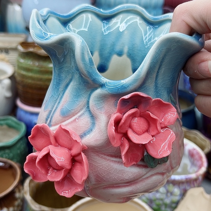 多肉绿植陶瓷花盆9.9包邮，有孔