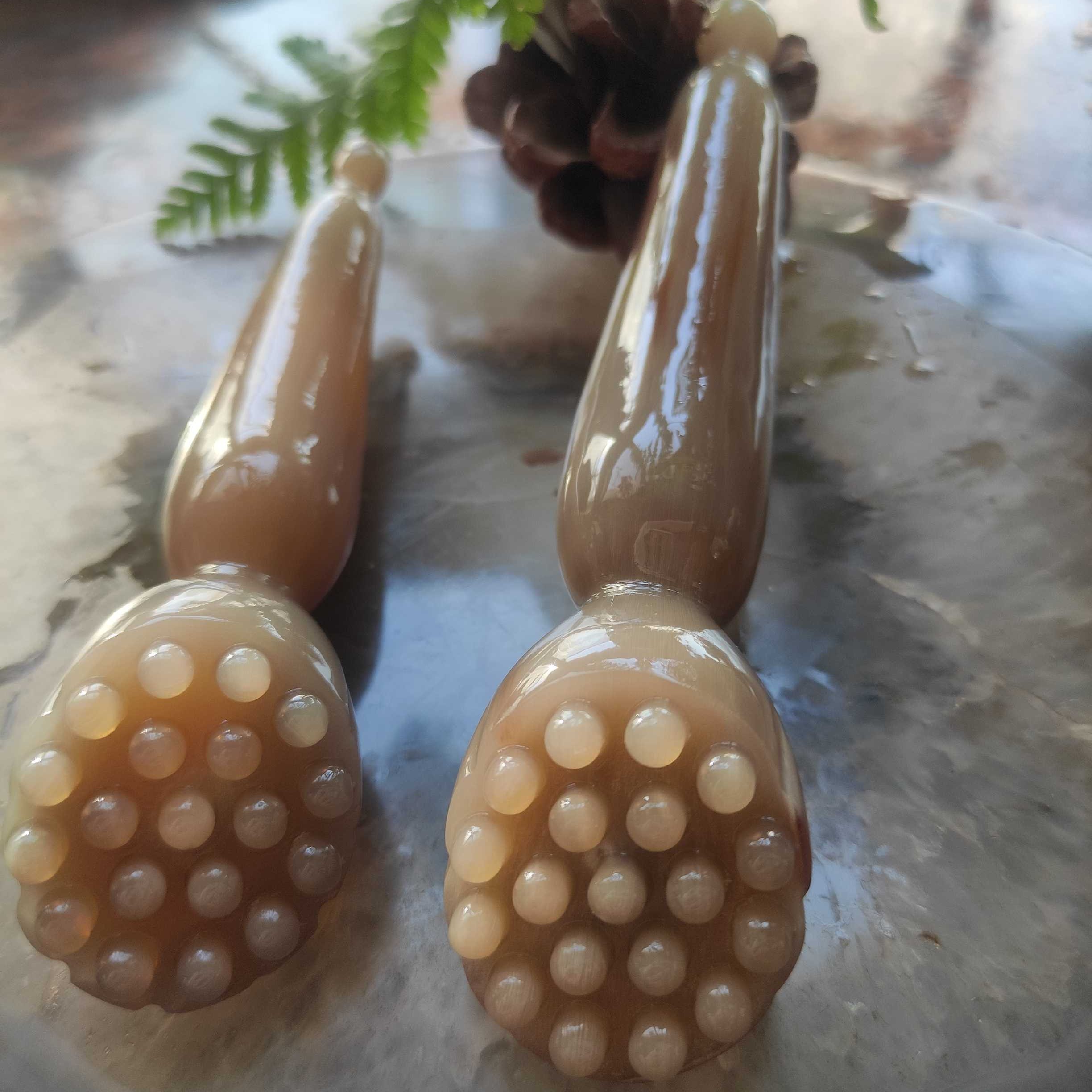 19珠天然牛角莲蓬眼部面部刮痧疏通经络点穴拨筋按摩棒