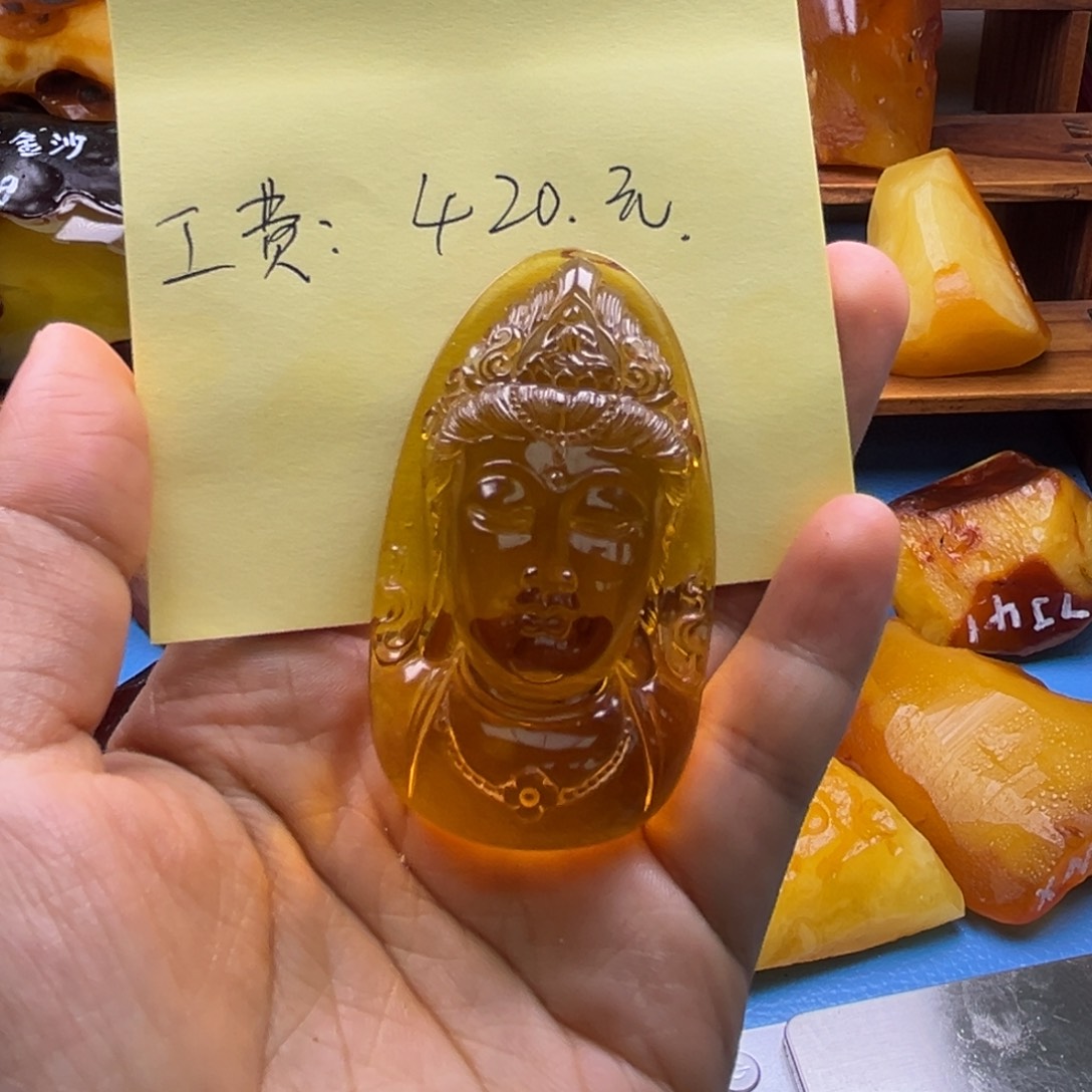 泷***鱼定制琥珀未镶嵌琥珀蜜蜡