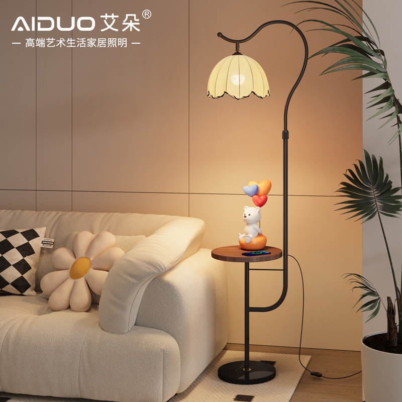 法式中古风沙发边几茶几可移动客厅侧边柜新款创意艺术圆桌落地灯
