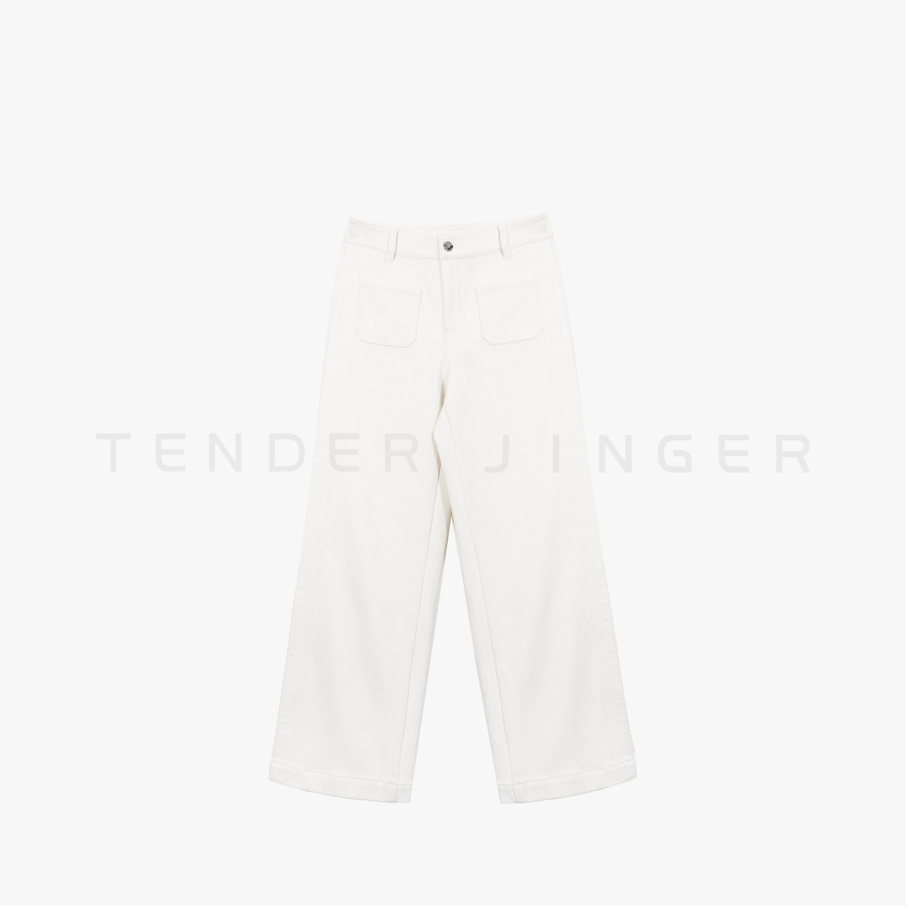 Tender Jinger｜线下专供 法式简约直筒白色牛仔裤T54XJ226X