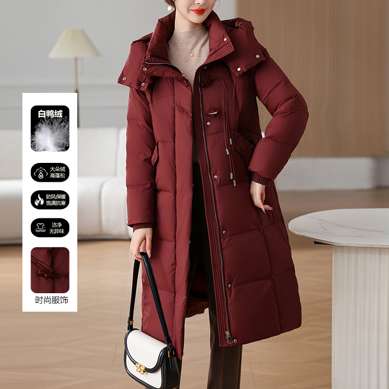 妈妈羽绒服新款保暖时尚中年女装冬季长款中老年白鸭绒加厚外套