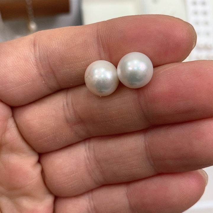 淡水珍珠耳饰银S925镶嵌10-11